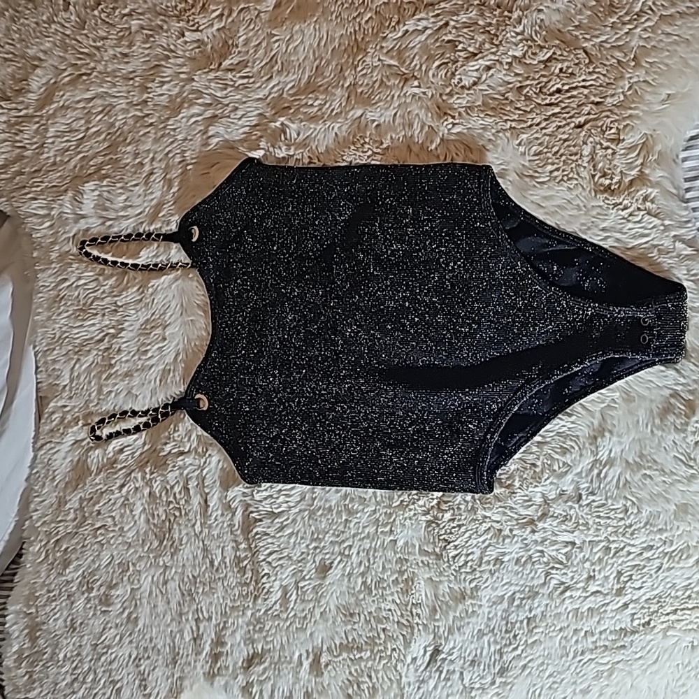 NWT bodysuit black and gold